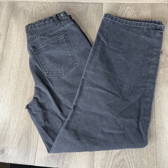 Shein Jeans Womens M Black Jeans Stainless Gromets Wide Leg Zip Button Pockets - Picture 2 of 10